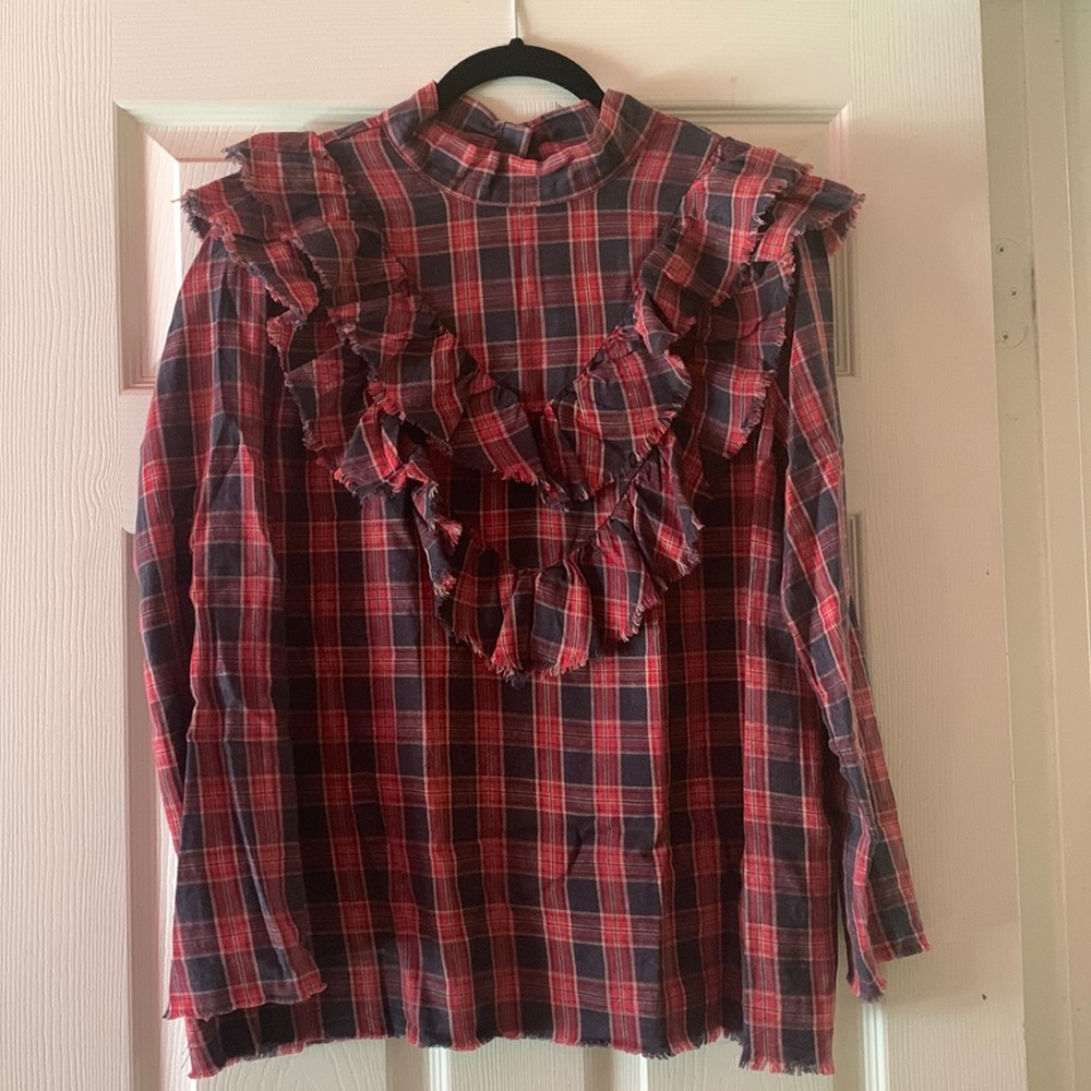 Zara Victorian Style Distressed Flannel Top